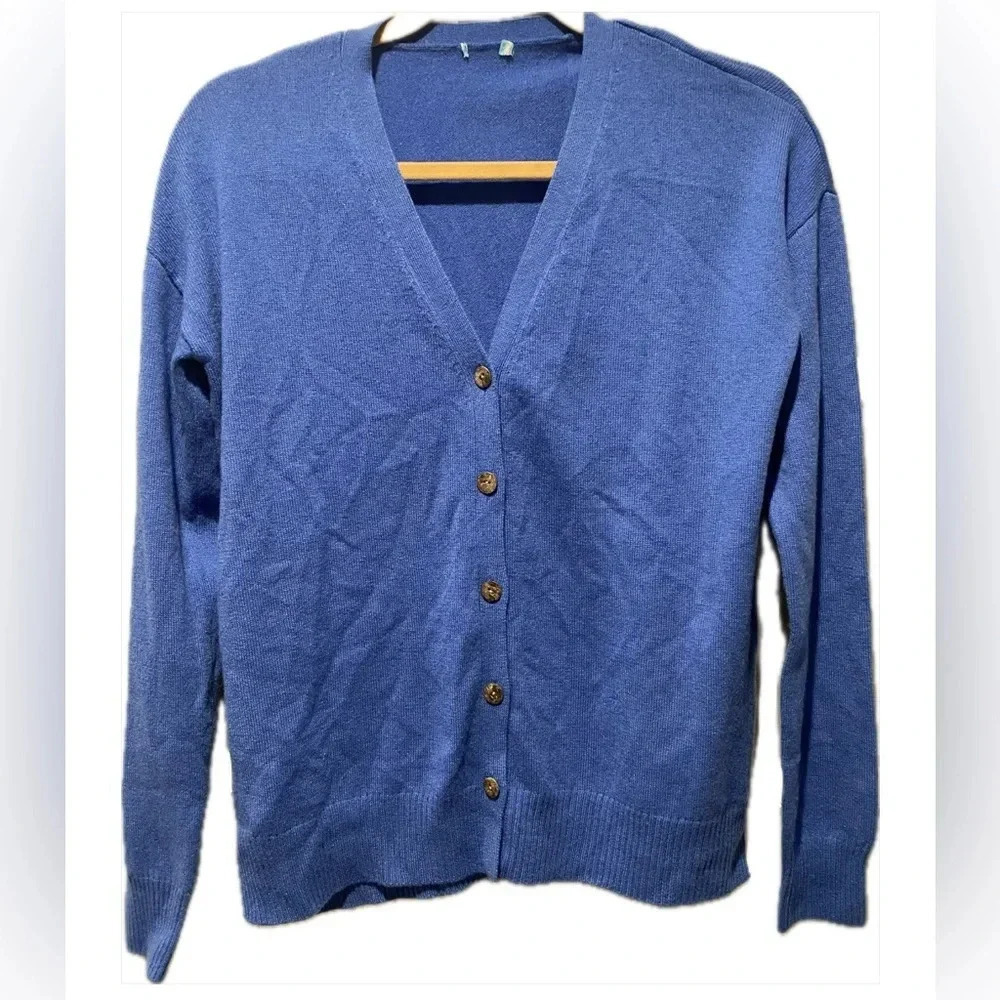 J.McLaughlin Women’s 100% Cashmere Luxe Cardigan Sweater Royal Blue NWOT Fit S/M